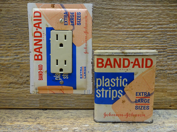 GFCI Covers Rocker Switch Plates Made From Vintage Band Aid Tins