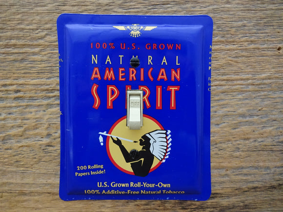 American Spirit Tin Switch Plate Made From A Tobacco Tin
