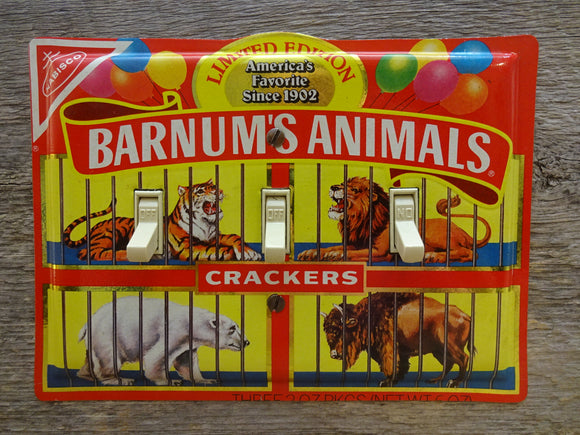 Light Switch Plate Made From A Barnums Animal Crackers Tin