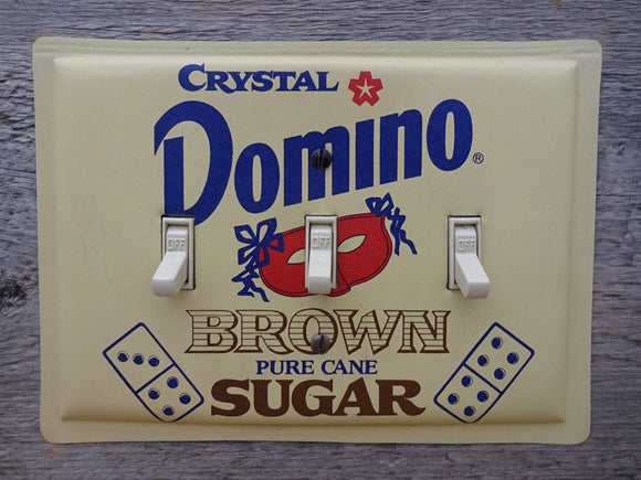 Light Switch Covers Made From Vintage Domino Brown Sugar Tins