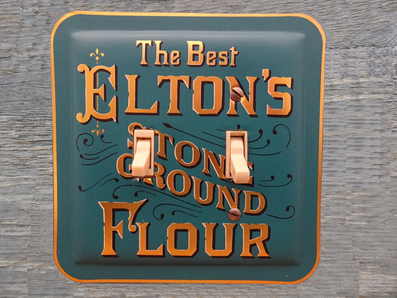 Switch Plate Made From An Old Eltons Stone Ground Flour Tin