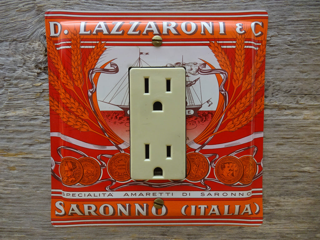 Rocker Switch Plate GFCI Cover Made From A Lazzaroni Biscotti Tin