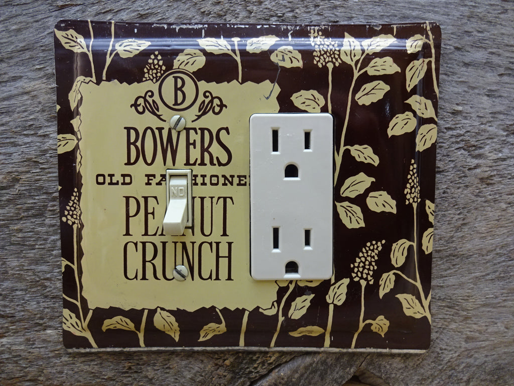 Vintage Bowers Peanut Crunch Tin Combo GFCI Switch Cover GFC-3118C-L