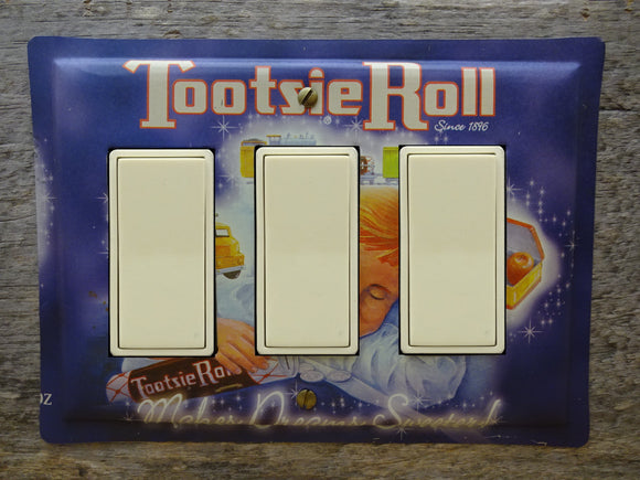 Rocker Light Switch Plate 3 Toggle GFCI Cover Tootsie Roll Tin GFC-3173TP