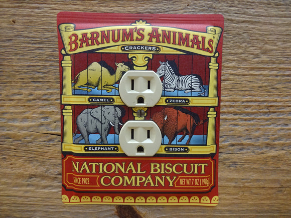 Outlet Covers Made From Barnum Animals Crackers Tins