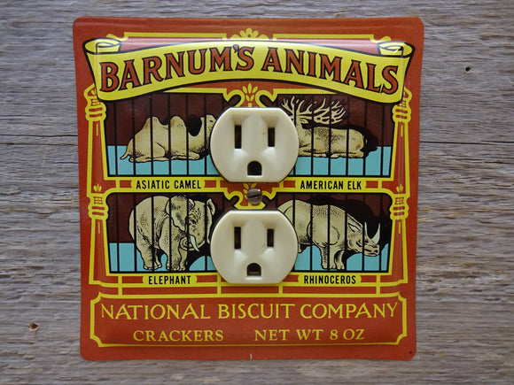 Vintage Outlet Covers Made From Barnum Animals Crackers Tins