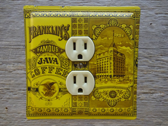 Outlet Covers Made From Franklins Java Coffee Tins