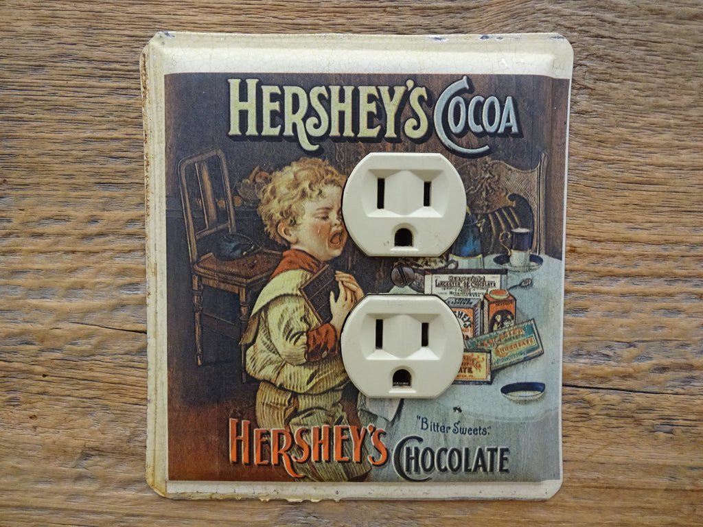 Outlet Covers Made From Old Hersheys Cocoa Tins