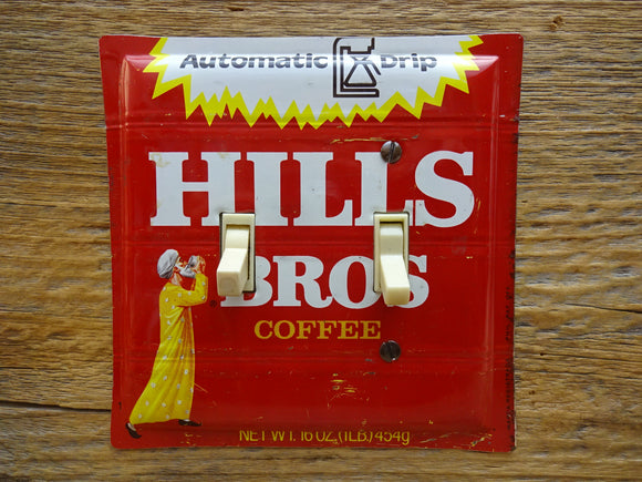 Vintage Hills Bros Brothers Coffee Tin Can Double Switch Plates