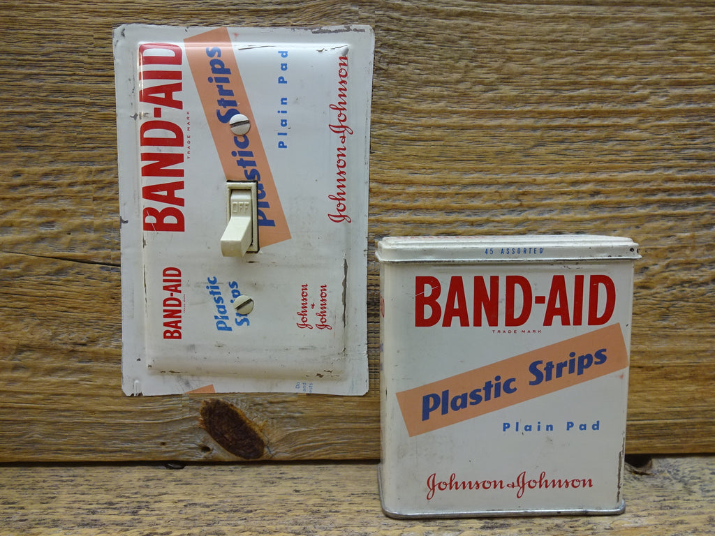 Vintage Switch Plates Made From Band Aid Bandages Medicine Tins