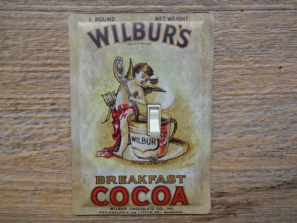 Light Switch Covers Made From Vintage Wilburs Cocoa Tins