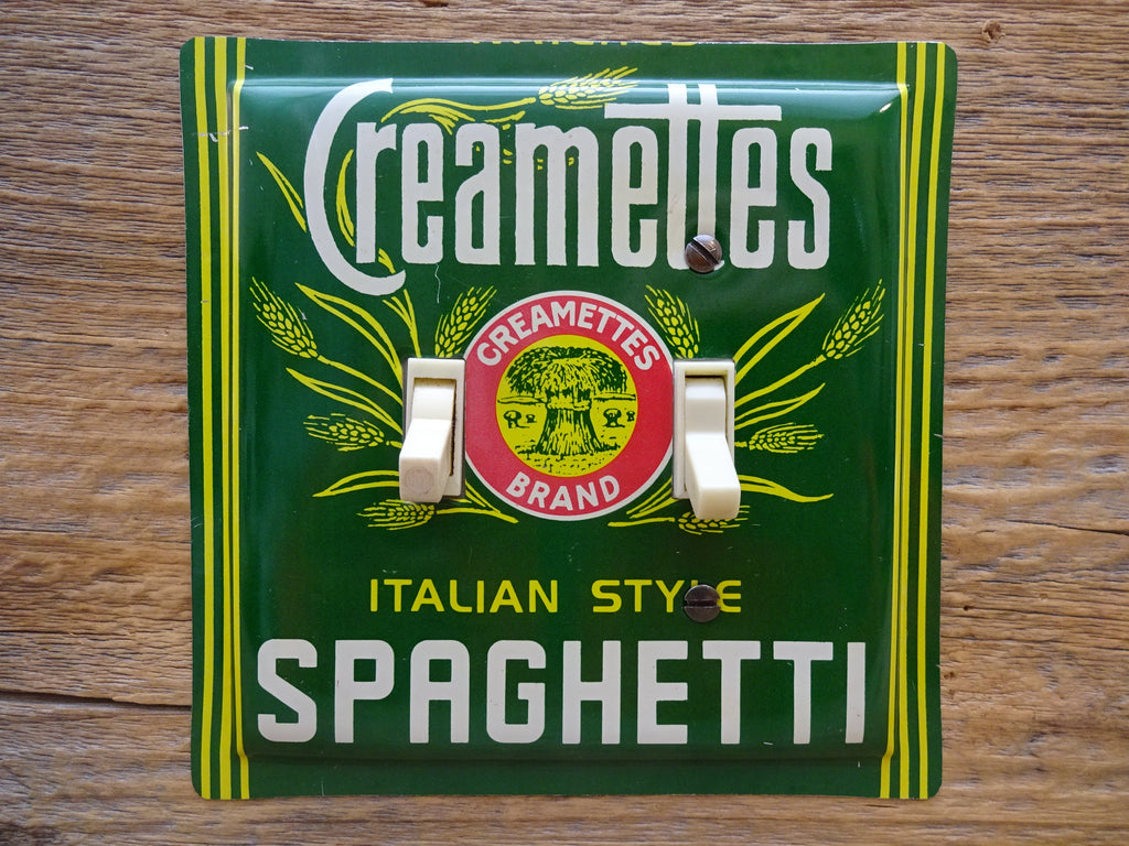Double Switch Plates Made From Creamettes Spaghetti Tins