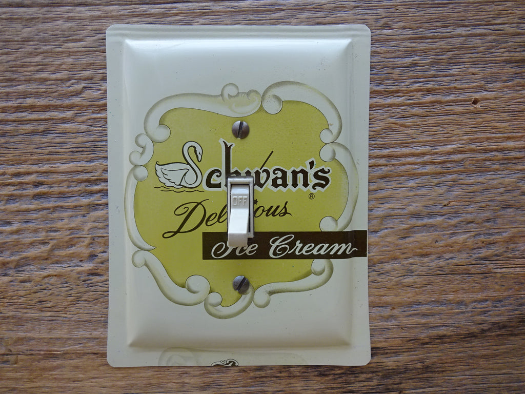 Vintage Switch Plates Made From Old Schwans Ice Cream Tins