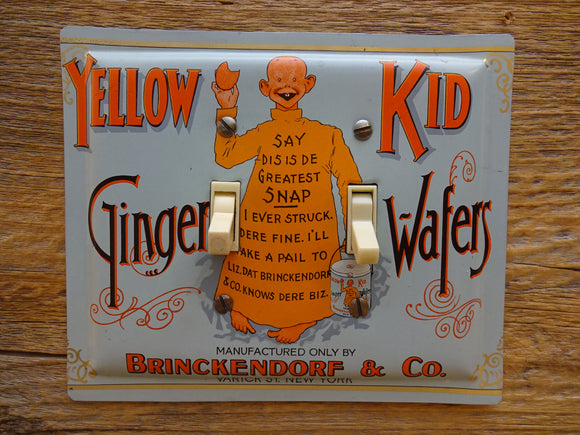 Switch Plates Made From Harry's Grocery Yellow Kid Ginger Wafers Tins