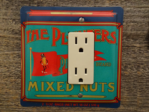 Rocker Switch Cover Or GFCI Made From A Planters Mixed Nuts Tin