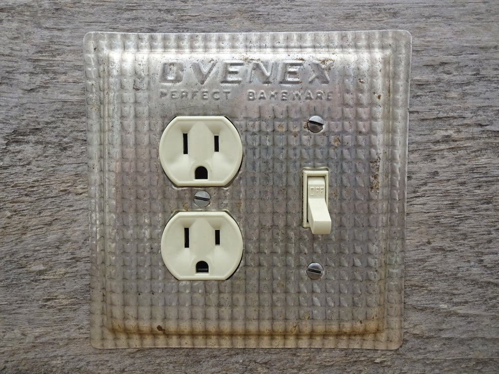 Combo Switch Outlet Cover Made From A Vintage Ovenex Baking Pan