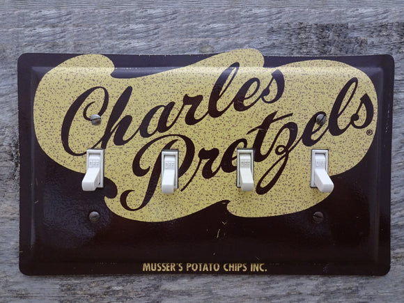 Quad Switch Plates Made From Vintage Charles Chips Tins