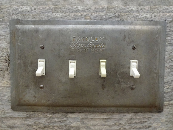 Quad Switch Plates Made From Vintage Ekcoloy Baking Tin Pans