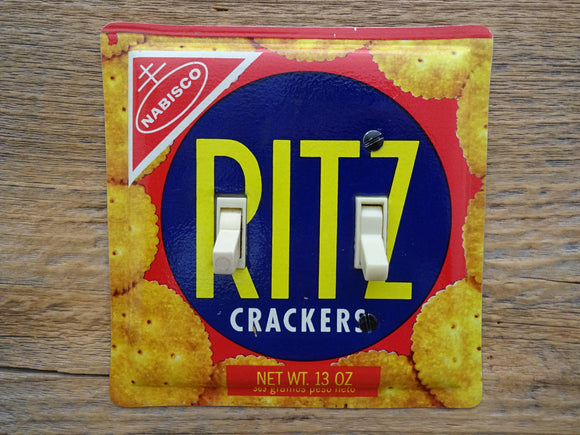 Double Light Switch Covers Made From Vintage Ritz Crackers Tins