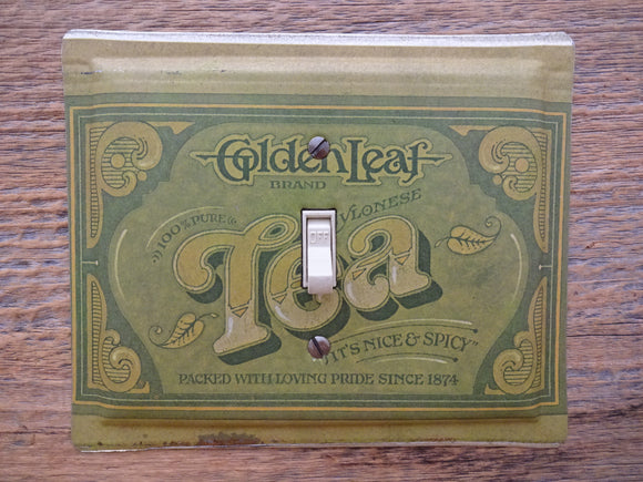 Vintage Ballonoff Golden Leaf Tea Tin Switch Plates