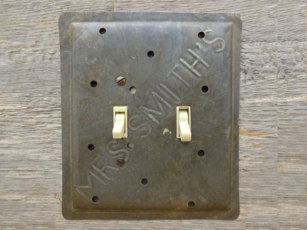 Double Light Switch Covers Made From Vintage Smiths Pie Pans