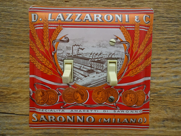Switch Plates Made From Lazzaroni Biscotti Tins