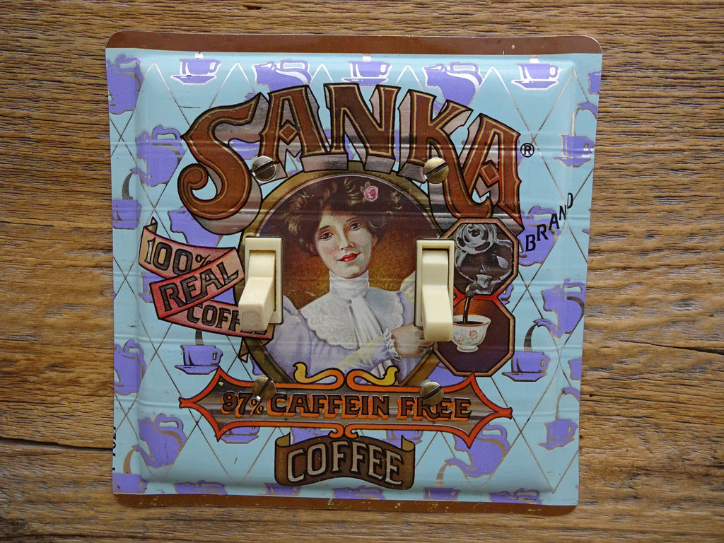 Double Switch Plates Made From Sanka Caffeine Free Coffee Cameo Tins On Sale
